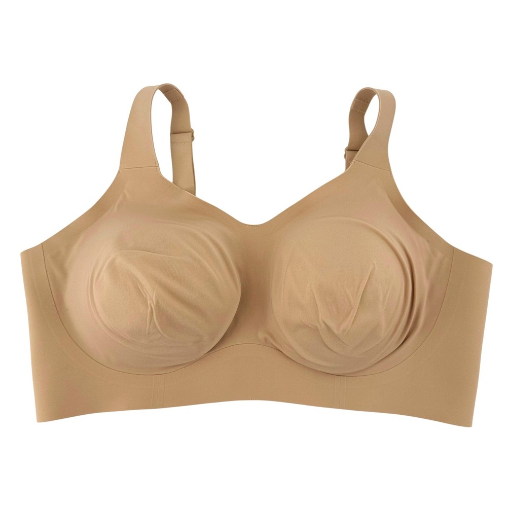 Evelyn & Bobbie Beyond Bra Wireless Seamless Sand Tan Nude Size Large EB Core